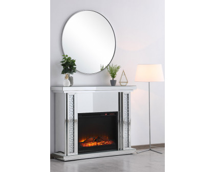 Elegant 47.5" Crystal Mirrored Mantle with Crystal Insert Fireplace - Clear (MF9901-F1)