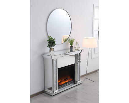 Elegant 47.5" Crystal Mirrored Mantle with Crystal Insert Fireplace - Clear (MF9901-F1)