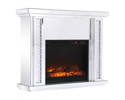 Elegant 47.5" Crystal Mirrored Mantle with Crystal Insert Fireplace - Clear (MF9901-F1)