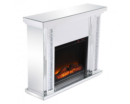 Elegant 47.5" Crystal Mirrored Mantle with Crystal Insert Fireplace - Clear (MF9901-F1)