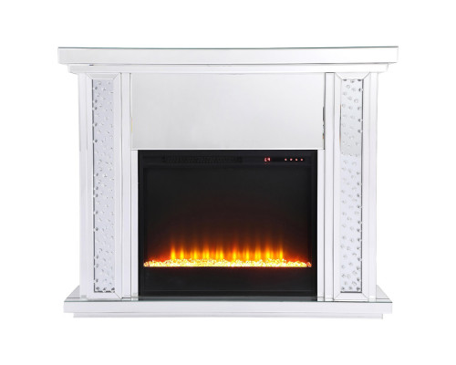 Elegant 47.5" Crystal Mirrored Mantle with Crystal Insert Fireplace - Clear (MF9901-F2)