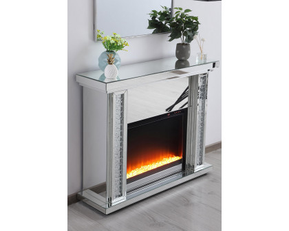 Elegant 47.5" Crystal Mirrored Mantle with Crystal Insert Fireplace - Clear (MF9901-F2)