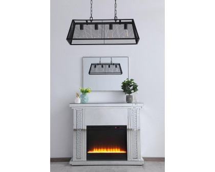 Elegant 47.5" Crystal Mirrored Mantle with Crystal Insert Fireplace - Clear (MF9901-F2)