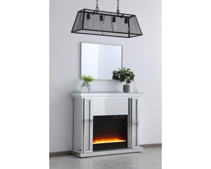 Elegant 47.5" Crystal Mirrored Mantle with Crystal Insert Fireplace - Clear (MF9901-F2)