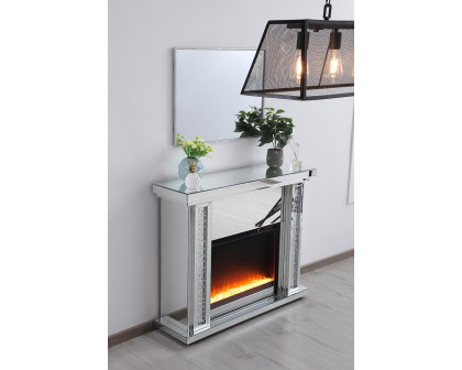 Elegant 47.5" Crystal Mirrored Mantle with Crystal Insert Fireplace - Clear (MF9901-F2)