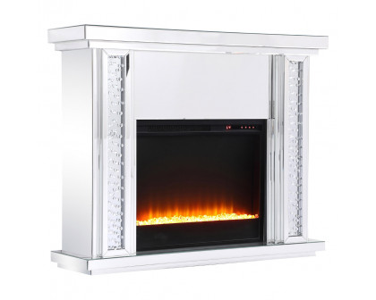 Elegant 47.5" Crystal Mirrored Mantle with Crystal Insert Fireplace - Clear (MF9901-F2)