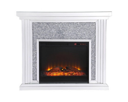 Elegant 47.5" Crystal Mirrored Mantle with Crystal Insert Fireplace - Clear (MF9902-F1)