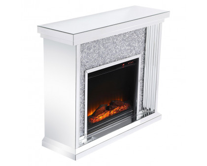 Elegant 47.5" Crystal Mirrored Mantle with Crystal Insert Fireplace - Clear (MF9902-F1)