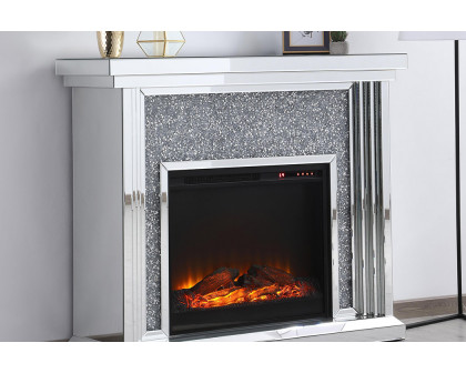 Elegant 47.5" Crystal Mirrored Mantle with Crystal Insert Fireplace - Clear (MF9902-F1)