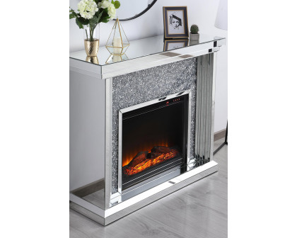 Elegant 47.5" Crystal Mirrored Mantle with Crystal Insert Fireplace - Clear (MF9902-F1)