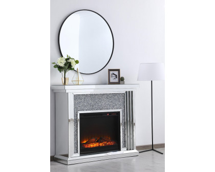 Elegant 47.5" Crystal Mirrored Mantle with Crystal Insert Fireplace - Clear (MF9902-F1)