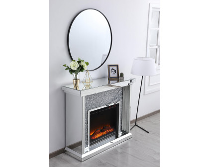 Elegant 47.5" Crystal Mirrored Mantle with Crystal Insert Fireplace - Clear (MF9902-F1)