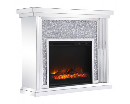 Elegant 47.5" Crystal Mirrored Mantle with Crystal Insert Fireplace - Clear (MF9902-F1)