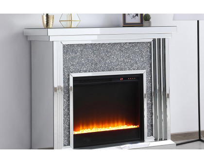 Elegant 47.5" Crystal Mirrored Mantle with Crystal Insert Fireplace - Clear (MF9902-F2)