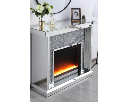 Elegant 47.5" Crystal Mirrored Mantle with Crystal Insert Fireplace - Clear (MF9902-F2)