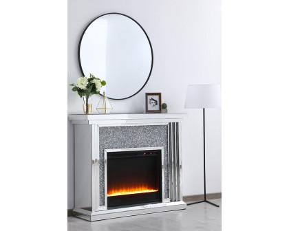 Elegant 47.5" Crystal Mirrored Mantle with Crystal Insert Fireplace - Clear (MF9902-F2)