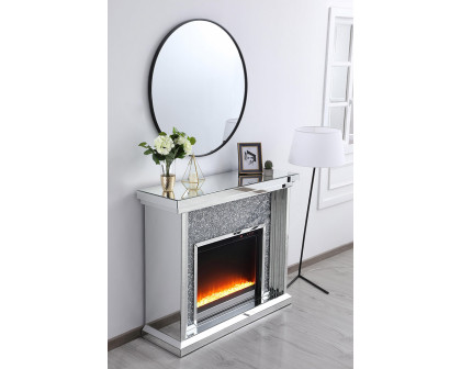 Elegant 47.5" Crystal Mirrored Mantle with Crystal Insert Fireplace - Clear (MF9902-F2)