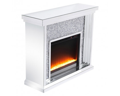 Elegant 47.5" Crystal Mirrored Mantle with Crystal Insert Fireplace - Clear (MF9902-F2)