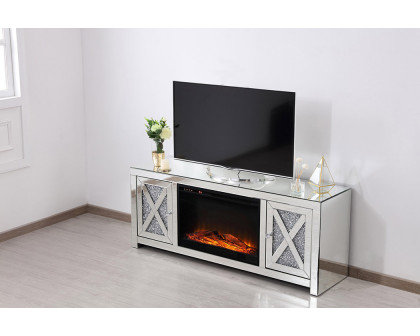 Elegant 59" Crystal Mirrored TV Stand - Clear (MF9903-F1)