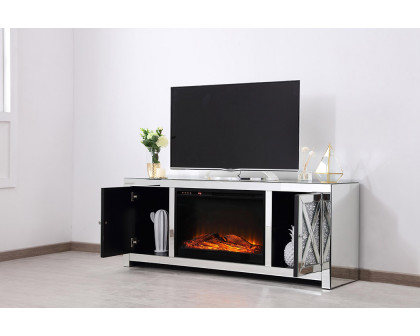 Elegant 59" Crystal Mirrored TV Stand - Clear (MF9903-F1)