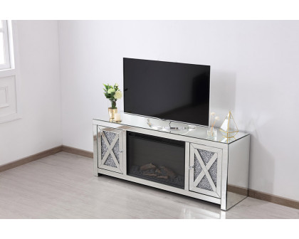 Elegant 59" Crystal Mirrored TV Stand - Clear (MF9903-F1)