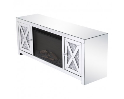 Elegant 59" Crystal Mirrored TV Stand - Clear (MF9903-F1)