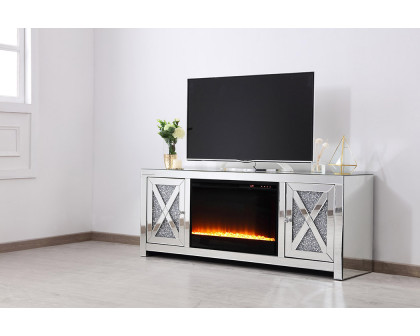 Elegant 59" Crystal Mirrored TV Stand - Clear (MF9903-F2)