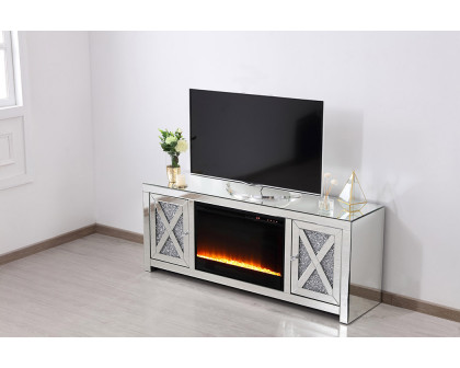 Elegant 59" Crystal Mirrored TV Stand - Clear (MF9903-F2)