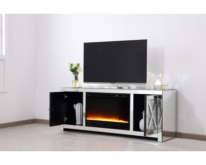 Elegant 59" Crystal Mirrored TV Stand - Clear (MF9903-F2)