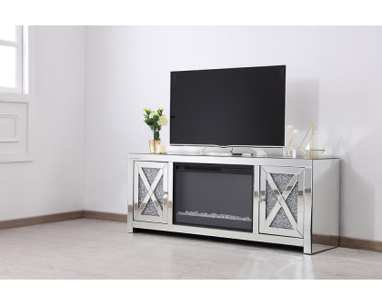 Elegant 59" Crystal Mirrored TV Stand - Clear (MF9903-F2)