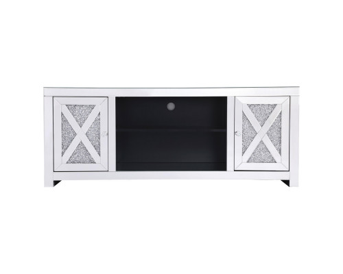 Elegant 59" Crystal Mirrored TV Stand - Clear (MF9903C)