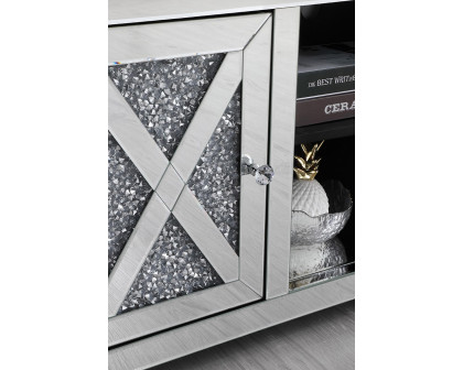 Elegant 59" Crystal Mirrored TV Stand - Clear (MF9903C)