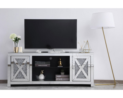 Elegant 59" Crystal Mirrored TV Stand - Clear (MF9903C)