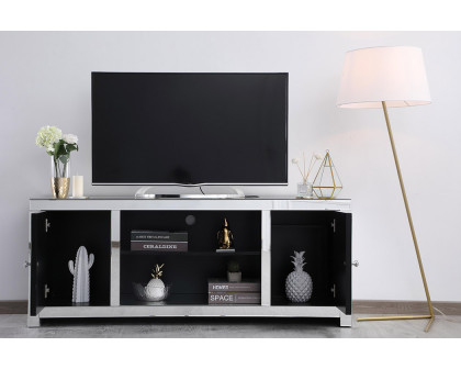 Elegant 59" Crystal Mirrored TV Stand - Clear (MF9903C)