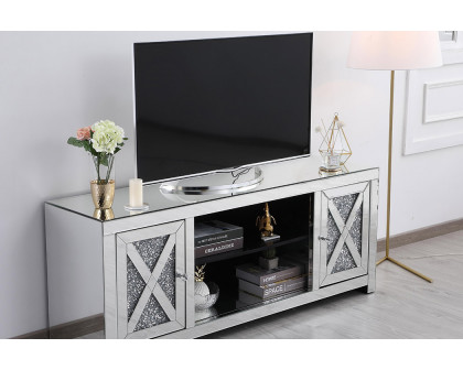 Elegant 59" Crystal Mirrored TV Stand - Clear (MF9903C)