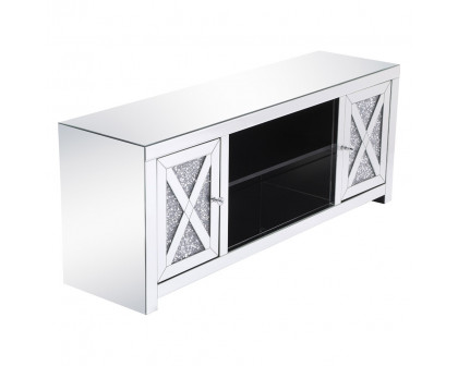 Elegant 59" Crystal Mirrored TV Stand - Clear (MF9903C)