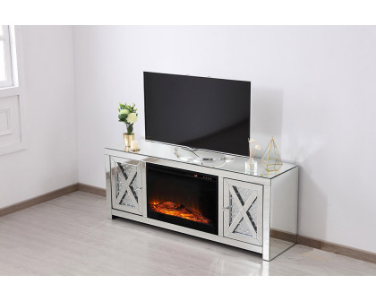 Elegant 59" Crystal Mirrored TV Stand - Clear (MF9904-F1)