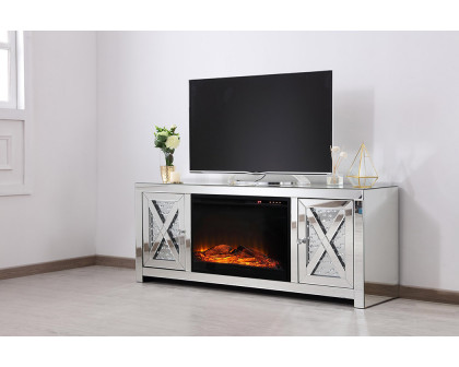 Elegant 59" Crystal Mirrored TV Stand - Clear (MF9904-F1)