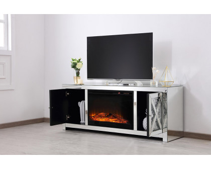 Elegant 59" Crystal Mirrored TV Stand - Clear (MF9904-F1)