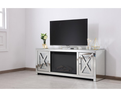 Elegant 59" Crystal Mirrored TV Stand - Clear (MF9904-F1)