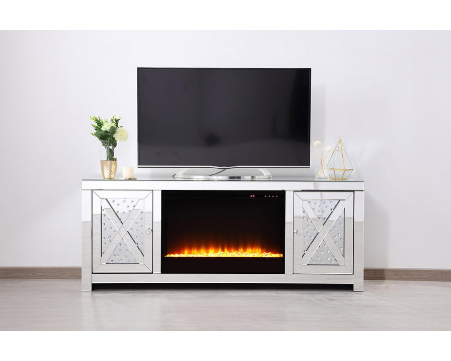 Elegant 59" Crystal Mirrored TV Stand - Clear (MF9904-F2)