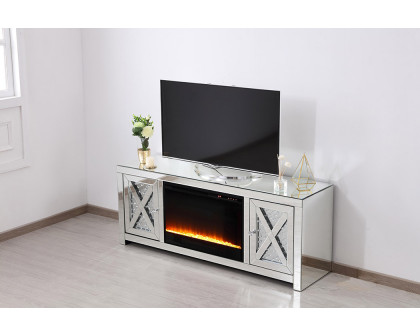 Elegant 59" Crystal Mirrored TV Stand - Clear (MF9904-F2)