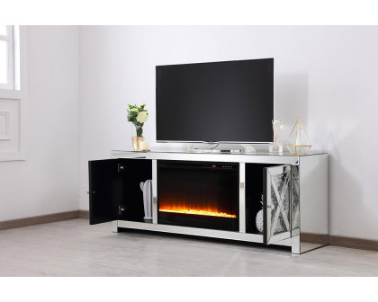 Elegant 59" Crystal Mirrored TV Stand - Clear (MF9904-F2)