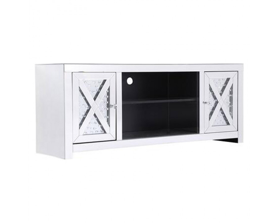 Elegant 59" Crystal Mirrored TV Stand - Clear (MF9904C)