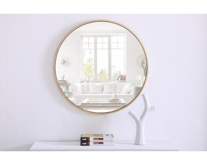 Elegant Wall Mirror - Brass, L 28" (MR4035BR)