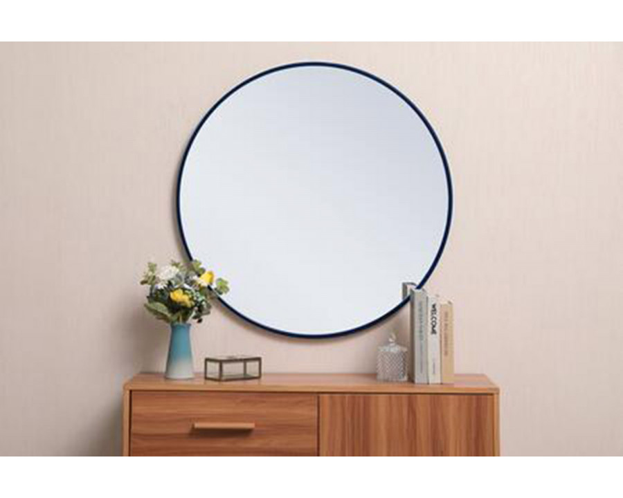 Elegant Wall Mirror - Blue, L 32" (MR4037BL)