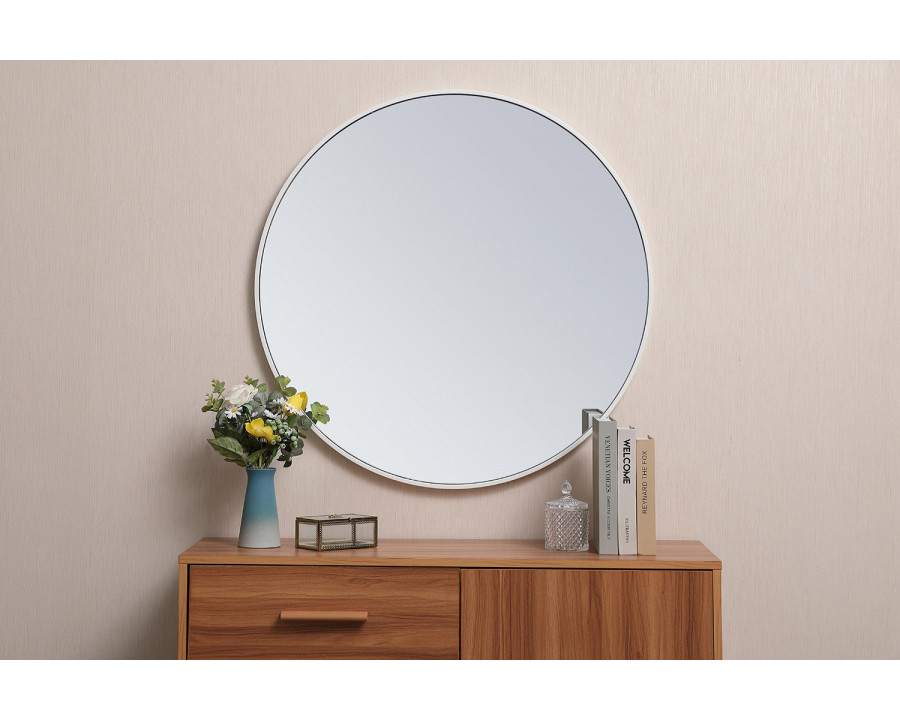 Elegant Wall Mirror - White, L 32" (MR4037WH)