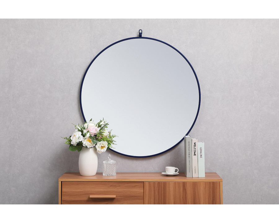 Elegant Wall Mirror - Blue, L 32" (MR4057BL)