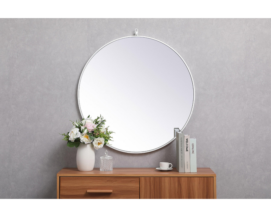 Elegant Wall Mirror - White, L 32" (MR4057WH)