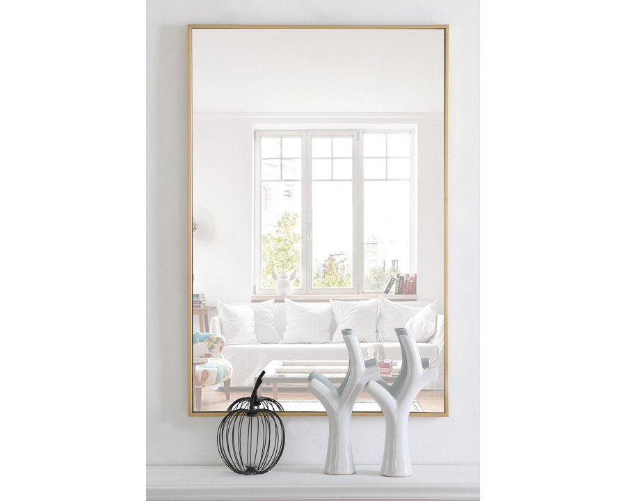 Elegant Wall Mirror - Brass, L 42" (MR4078BR)